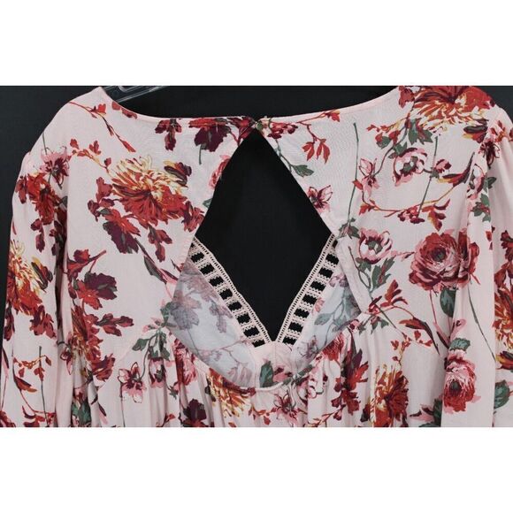 EYESHADOW FLORAL PRINT PINK DRESS WOMENS PLUS SIZE 3X KEYHOLE BACK - Picture 6 of 8